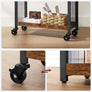 3-Tier Narrow Storage Rolling Cart w/ Wheels Wood Steel Frame Slim Kitchen Dine
