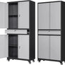 Metal Garage Storage Cabinet Drawer 4 Door Lock-2 Adjustable Shelves Office