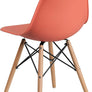 Elon Series Green Plastic Chair w/ Wooden Legs 22.5"D x 18.25"W x 31.5"H-6 Color