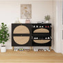Rattan Shoe Cabinet with 2Flip Drawers,Black Free Standing Storage Racks with Metal Legs,Shoe Organizers Entrance Hallway(Black)
