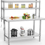 NSF Stainless Steel Table w/ Overshelf 48" X 24" Work w/ 48"X12" Shelf Kitchen