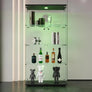 Display Cabinet 64.5" H 4-LED Light Glass Door Case Modern Curio Collection