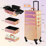Rolling Makeup Case, Makeup Train Case with Lid, 5 in 1 Cosmetology Case on Wheels, Christmas Gift, Large Makeup Case Organizers