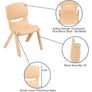 24" Square Natural Plastic Height Adjustable Activity Table Set with 4 Chairs