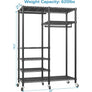 R4 Rolling Garment Rack 6 Tiers Adjustable Heavy Duty Wire Shelving Clothes Rack with Dojavascript:uble Rods and Lockable