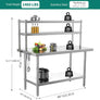 NSF Stainless Steel Table w/ Overshelf 48" X 24" Work w/ 48"X12" Shelf Kitchen