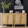 Living room cabinet,Set of 2 Rattan Storage Cabinet with Doors, Accent Bathroom Floor Cabinet, Modern Sideboard Buffet Cabinet
