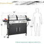 BBQ Grill Propane Gas Grill and Charcoal Grill Combo with Side Burner & Porcelain-Enameled Cast Iron Grate, Dual Fuel BBQ