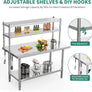 NSF Stainless Steel Table w/ Overshelf 48" X 24" Work w/ 48"X12" Shelf Kitchen