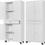 Metal Garage Storage Cabinet Drawer 4 Door Lock-2 Adjustable Shelves Office