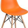 Elon Series Green Plastic Chair w/ Wooden Legs 22.5"D x 18.25"W x 31.5"H-6 Color