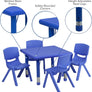 24" Square Natural Plastic Height Adjustable Activity Table Set with 4 Chairs