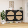 Rattan Shoe Cabinet with 2Flip Drawers,Black Free Standing Storage Racks with Metal Legs,Shoe Organizers Entrance Hallway(Black)