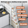 5-Tiers Narrow Storage Cabinet Slim Rolling Cart Pantry Thin Transparent Drawer