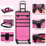 Rolling Makeup Case, Makeup Train Case with Lid, 5 in 1 Cosmetology Case on Wheels, Christmas Gift, Large Makeup Case Organizers