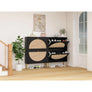 Rattan Shoe Cabinet with 2Flip Drawers,Black Free Standing Storage Racks with Metal Legs,Shoe Organizers Entrance Hallway(Black)