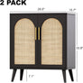 Living room cabinet,Set of 2 Rattan Storage Cabinet with Doors, Accent Bathroom Floor Cabinet, Modern Sideboard Buffet Cabinet