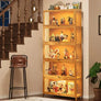 Display Cabinet, 5-Tier Tall Bookcase with Adjustable Shelves, Collectibles Toy Organizers Rack & Display Shelf, Bookshelf