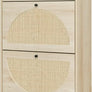 Natural Rattan Cabinet with 3 Flip Drawers, Free Standing Modern 3-Tier Shoe Storage Rack for Heels, Slippers