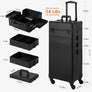 Rolling Makeup Case, Makeup Train Case with Lid, 5 in 1 Cosmetology Case on Wheels, Christmas Gift, Large Makeup Case Organizers