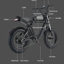Electric Bike for Adult 4.0 Fat Tire Ebike 20" 2000W Mountain Removable Battery
