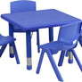 24" Square Natural Plastic Height Adjustable Activity Table Set with 4 Chairs