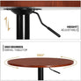 Round Bar Table Adjustable Height, Base Pub Table 360° Swivel for Living Room Dining Room Bistro Cafe, Led Bar Table