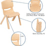 24" Square Natural Plastic Height Adjustable Activity Table Set with 4 Chairs