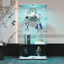 Display Cabinet 64.5" H 4-LED Light Glass Door Case Modern Curio Collection