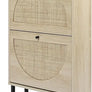 Natural Rattan Cabinet with 3 Flip Drawers, Free Standing Modern 3-Tier Shoe Storage Rack for Heels, Slippers