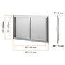 VEVOR BBQ Access Door 36Wx21H Inch Double Outdoor Kitchen Door Stainless Steel Flush Mount Door Wall Vertical Door with Handles