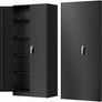 Metal Storage Cabinet, 72" Black Locking Doors and 4 Shelves, Tall Tool Garage