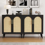 Living room cabinet,Set of 2 Rattan Storage Cabinet with Doors, Accent Bathroom Floor Cabinet, Modern Sideboard Buffet Cabinet