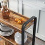3-Tier Narrow Storage Rolling Cart w/ Wheels Wood Steel Frame Slim Kitchen Dine