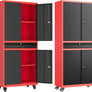 Metal Garage Storage Cabinet Drawer 4 Door Lock-2 Adjustable Shelves Office