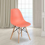 Elon Series Green Plastic Chair w/ Wooden Legs 22.5"D x 18.25"W x 31.5"H-6 Color