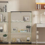 Glass Display Cabinet 4 Shelves Floor Standing Living Room 64 x 32 x 14in, Black
