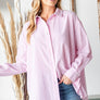 First Love Full Size Striped Button Down High-Low Hem Shirt