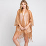 DIONA J FLORAL LACE KIMONO WITH TASSEL ONE SIZE COLOR TAUPE