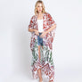 DIONA J DAMASK PRINT OPEN FRONT LONG KIMONO ONE SIZE COLOR RED