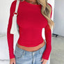 Solid Color Round Neck Long Sleeve T-Shirt