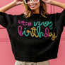 BiBi Metallic Letter Puff Sleeve Hairy Sweater