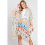 DIONA J WATERCOLOR BOHO GEOMETRIC PRINT KIMONO ONE SIZE COLOR BEIGE