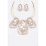 DIONA J PEARL CRYSTAL STATEMENT COLLAR NECKLACE SET COLOR GOLD/WHITE