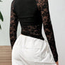 Square Neck Long Sleeve Lace Top