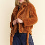Davi & Dani Fuzzy Zip Up Collared Neck Jacket