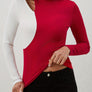 Cutout Contrast Mock Neck Long Sleeve T-Shirt