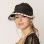 DIONA J STRAW SUN VISOR WITH LACE ONE SIZE COLOR BLACK