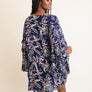 Tropical Leaves Draped Sleeve Kimono