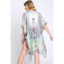 DIONA J TIE DYE PRINTED KIMONO CARDIGAN ONE SIZE COLOR BLUE